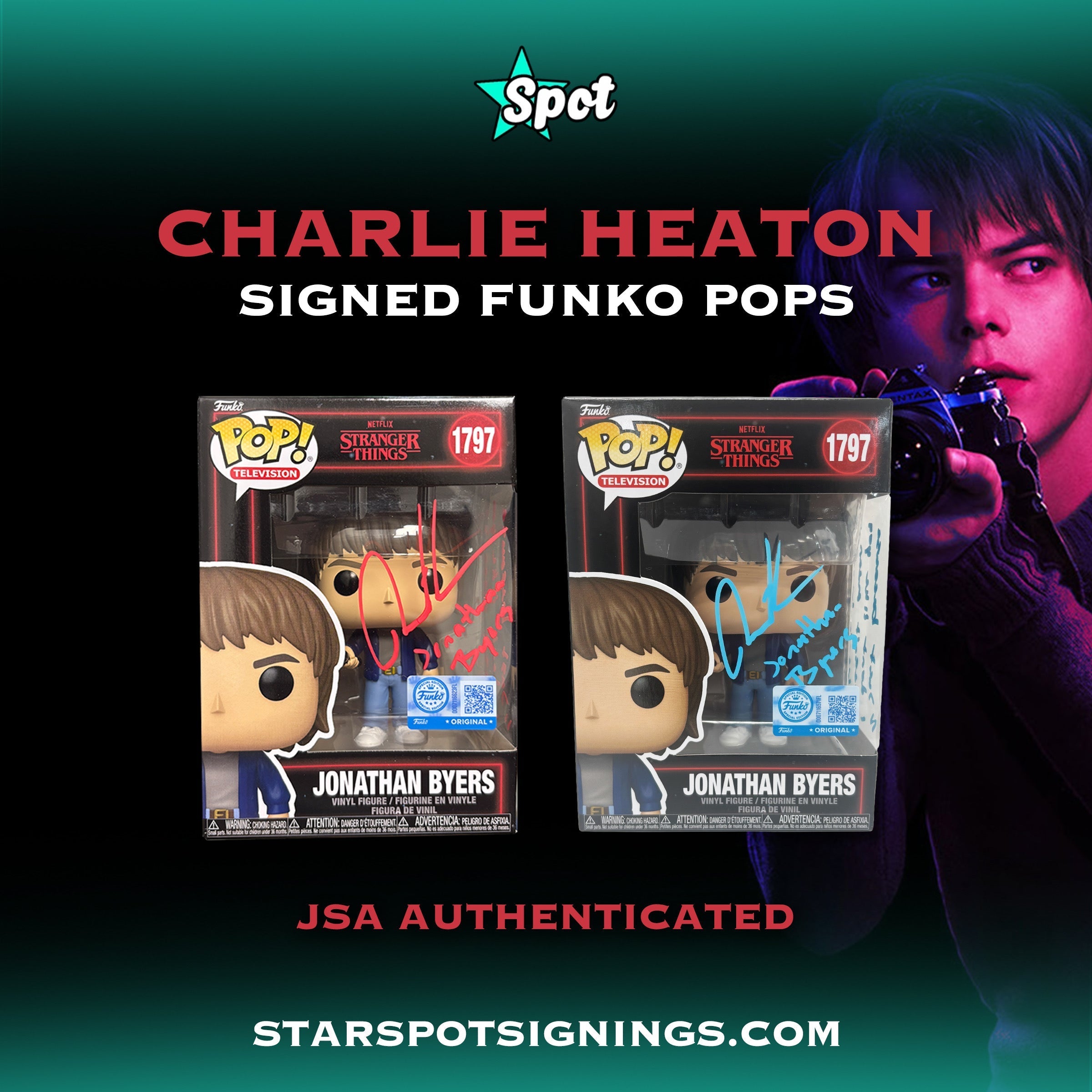 Charlie Heaton signed Jonathan Byers Collectibles – Limited Drop!