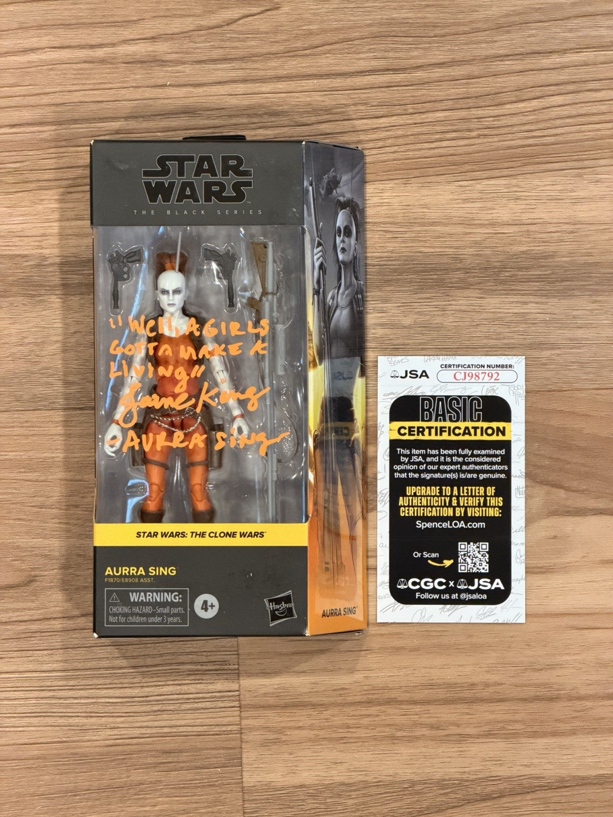 JSA COA Jaime King signed Aurra Sing Star Wars Hasbro Black Series Figure Orange