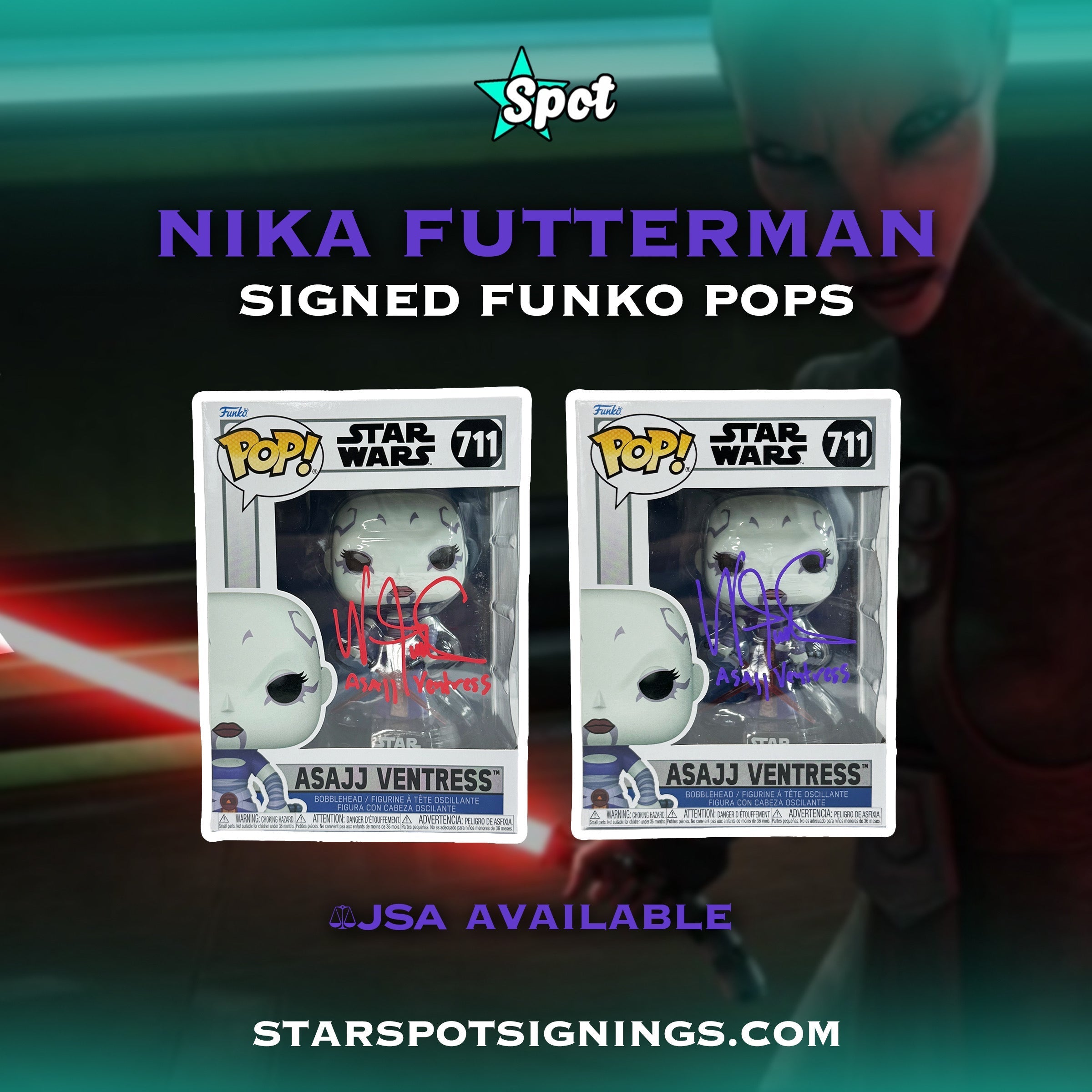 Nika Futterman Signed Asajj Ventress Funko Pops – Limited Drop!