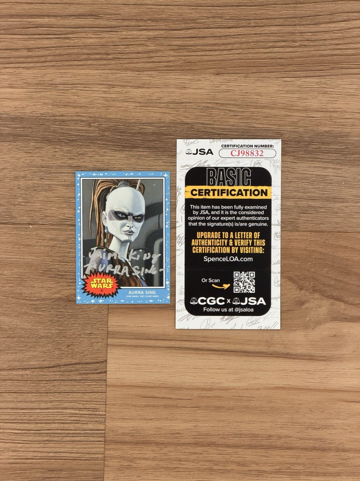 JSA COA Jaime King signed Aurra Sing Topps Living Set Card Art Character Name