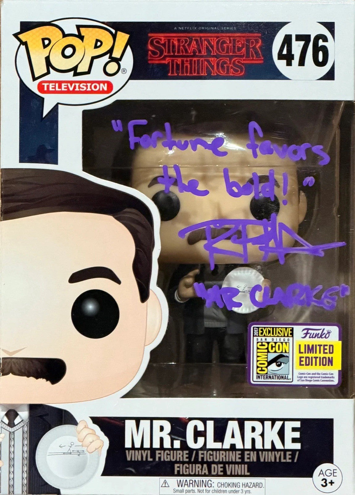 JSA COA Randy Havens signed Mr. Clarke Funko Pop Stranger Things 476 SDCC Con